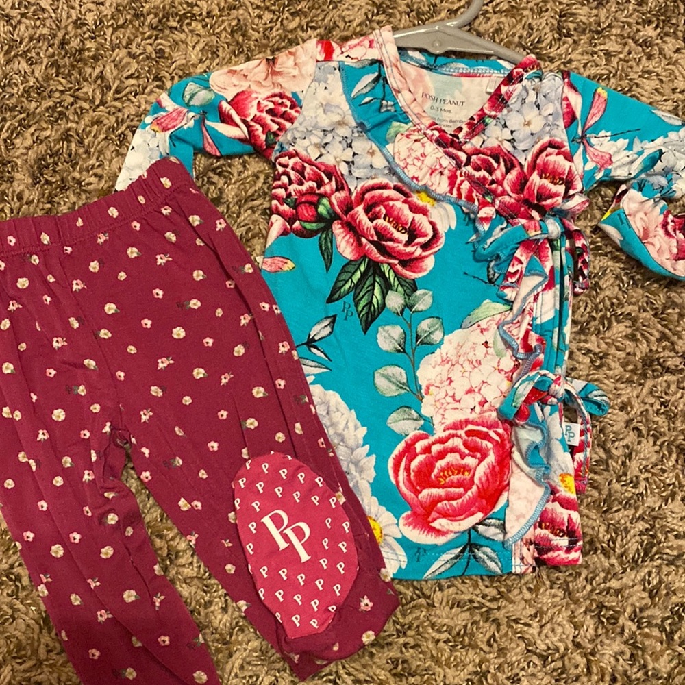 Posh peanut tie front kimono set